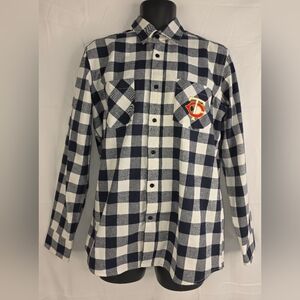 Minnesota Twins Checkered Button-Up Plaid Shirt Blue White Size Medium AS2489